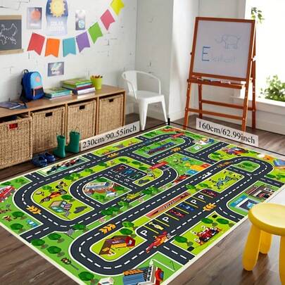 1件儿童卡通图案地毯，装饰地毯，可爱动物设计，保暖创意趣味地毯，多种颜色可选