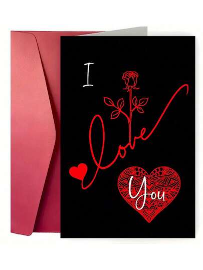 Elegant "I Love You" Red Rose Birthday Card With Envelope - Perfect For Husband, Wife, Men & Women, Includes Happy Birthday Greeting & Heartfelt Message Space, Ideal For Celebrations, Anniversaries & Parties
