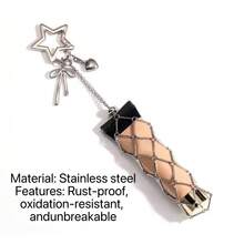 新款不锈钢金色口红网袋挂饰，时尚口红袋吊坠，钥匙扣配饰，女孩礼物，精致口红装饰吊坠，蝴蝶结钥匙扣，闪亮派对礼物（青少年适用） - 彩色 - 查看 14