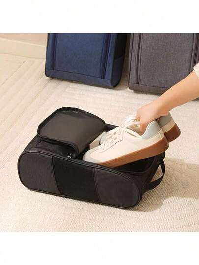 1PC-Portable Golf Shoe Storage Bag With Handle - Durable Oxford Cloth, Mesh Side Pocket, Perfect For Golf Accessories Organization