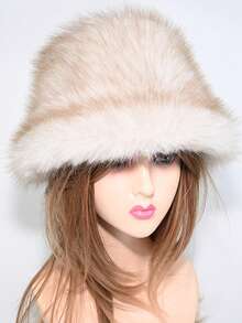 1pc Faux Fox/Mink Fur Bucket Hat, Fashionable And Versatile High-End Gift Cap Cold Weather Outfit Women