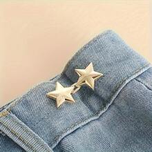 1/4/8 Pair Of Small Star Waist Buckles, Detachable No-Sew Jeans Waist Buckles - Waist Reduction Tool - Seamless Waist Adjustment - Easily Improve Waistline - 1對銀色 - 查看 3