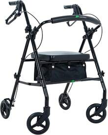 MEDICAL STORE Andadera Con Rueda De 6 Pulgada Rollator Andador De Acero Equipo De Rehabilitación Para Adultos Mayores Andador Rodante Para Personas Mayores Con Frenos De  Andador Plegable Para Apoyar A Una Persona Soporta hasta 135 Kg (Flama Rojo) - Flama Negro - Ver 13