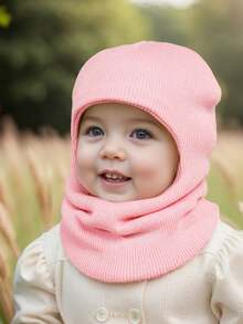 1 件男女通用婴儿/幼儿 1-6 岁纯色针织保暖柔软防护可爱休闲拉法帽，适合户外和日常使用，秋冬季