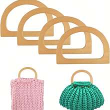 2pcs Wooden Bag Handles, D-Shaped & Semi-Circular Wooden Handles, DIY Bag & Wallet Replacement Accessories - Multicolor - View 12