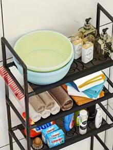 Bathroom Storage Rack Space-Saving Stand Holder MultiFunctional Floor Type Toilet Storage Racks Multilayer Washing Shelf - màu đen - Xem 6