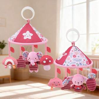 1 pieza Accesorio de cochecito de bebé colgante de paraguas de dibujos animados rosa, muñeco de peluche colgante para carriola de bebé, adecuado como regalo para bebé recién nacido