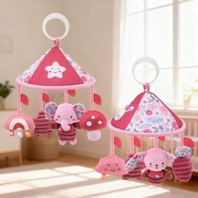 1个可爱粉色卡通挂伞婴儿车配件，婴儿车挂件毛绒玩偶，适合作为新生儿礼物