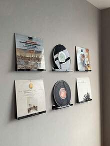 Black Vinyl Record Display Shelf, Wall Mounted Acrylic Storage Rack For Displaying Vinyl Records, Magazines, Photos, Books - Multicolor - View 2