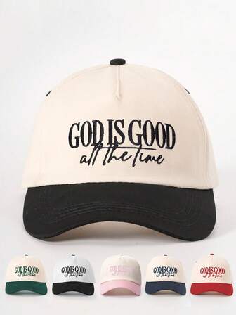 1pc Men's "God Is Good All The Time" Embroidered Letter Trucker Hat, Casual Street Fashion Baseball Cap For Spring, Autumn, Travel, Beach Vacation