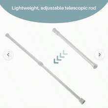 2 件装现代可调节伸缩窗帘杆 - 重型可伸缩杆，免钻孔伸缩杆，适用于淋浴房、衣柜、窗户、毛巾架 - 钢和塑料家居装饰 - 白色 - 查看 5