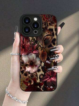 เคสโทรศัพท์ลายนิยม แฟชั่น ลายเสือดาวและลายดอกไม้สีเบอร์กันดี หรูหรา กันกระแทก สวยงามน่ารัก ป้องกันเลนส์นูน, เข้ากันได้กับ iPhone 17/17Pro/17Pro Max, 16,15,14, 13, 12, 11 Plus/Pro Max และซีรีส์, และเข้ากันได้กับ Galaxy S/A Series, ของขวัญสำหรับวันอีสเตอร์, ตกแต่งคริสต์มาสฮาโลวีน/ของขวัญสำหรับวันเกิด, แฟน, แฟน, เพื่อน หรือตัวคุณเอง