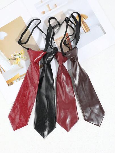 1条男女通用纯色PU细领带，休闲时尚，7厘米易系，适合日常穿着