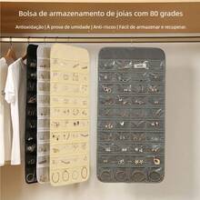 Organizador de Joias com 80 Bolsos – Porta Bijuterias Grande, Prático e Funcional - Preto-80 Bolsos - Visão 4