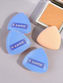 MAANGE 4pcs Triangle Makeup Sponges, Wet Type, Soft & Skin-Friendly, Convenient For Travel, Ideal Cosmetic Tool,Giveaways,Travel,Cheap Stuff,Travel Essential - Blue - View 3
