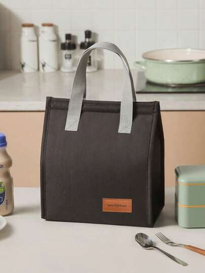 1pc Hook And Loop Sealed Premium Insulated Lunch Bag, Leak-Proof & Portable Lunch Box, Insulated Lunch Bag, Thick Aluminum Foil Lunch Tote, Brand New Solid Color Fashionable Insulated Lunch Box Bag, Handbag, Mommy Bag Lunch Bag, Lunch Bag, Insulated Lunch Bag, Lunch Box, Lunch Container, Travel, Work, Office, School, Holiday, Vacation, Student, Men, Women, Student, Camping, Teacher