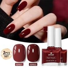 Mtssii 2瓶15毫升酒红色指甲油套装，水性可撕拉指甲油，无异味，快干，无需烘烤，持久耐用，适合日常美甲，多种颜色可选，适用于家庭和美甲沙龙美甲用品。 - 彩色 - 查看 3