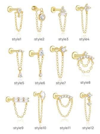 1 st 925 sterlingsilver helixörhängen för kvinnor platta örhängen dolda helixörhängen dingla droppe tofskedja örhängen brosk örhängen smycken present