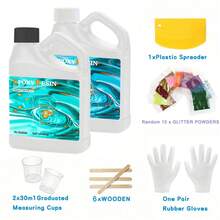 1000ml/5000ml/250ml 环氧树脂套装，1:1 AB 水晶透明升级树脂和硬化剂，用于铸造涂层、台面、桌面、工艺品 DIY 珠宝 - 多重規格 - 查看 12