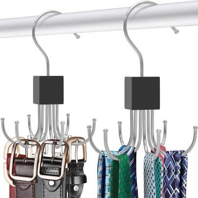 Belt Hanger, Closet Belt Organizer 360° Rotatable Space Saving Accessories For Bras, Tank Tops, Ties, Scarves, Wallets Organization,Wood Color, Storage Rack For Belts, Socks, Gloves & Accessories,Experience Full Access With The 360° Rotatable Feature