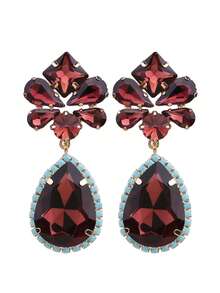 1对手工铜合金焊接几何形状水滴形玻璃水晶吊坠耳环（女士款） - 風格 - 查看 10