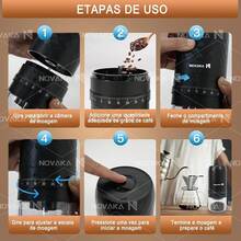 NOVAKA Molinillo de Café Eléctrico Portátil Eléctrico con 40 Ajustes de Molienda, Molinillo de Granos de Café, con Cepillo de Limpieza, para Viajes, Camping y Hogar - Negro eléctrico - Ver 9