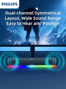 PHILIPS BT Speaker, Wired/BT Dual Mode, Multi-Functional Desktop Speaker, Four-Unit Stereo, RGB Ambient Lighting, Allowing You To Feel Relaxed And Pleasant Music. - Black - View 6