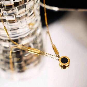 1 Pieza Collar de Acero Inoxidable Dorado con Números Romanos Reversibles, Libre de Manchas, Uso Versátil y Elegante