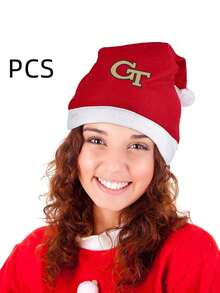Georgia Tech Yellow Jackets Icon Logo Christmas Santa Hat For Adults, Thicken Soft Velvet Comfort Classic Santa Claus Hat For New Year Party Headwear Holiday - Đỏ và trắng - Xem 2