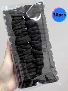 30/60pcs Women Seamless Elastic Hair Ties - Geometric Design Hair Bands, Suitable For Curly And Thick Hair, Colorful Patterns And Black, Various Style Hair Accessories Including Red, Blue, Yellow, Pink, Purple, Etc. - Multicolor - View 8