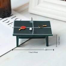 一套树脂迷你乒乓球桌，含球拍和乒乓球，创意微缩场景模型装饰，娃娃屋配件，DIY微景观装饰，乒乓球套装，逼真耐用，适合桌面装饰、办公用品、房间装饰、卧室装饰、玩具屋模型、微缩玩具、收藏礼品、运动配件、运动礼品、男女皆宜的礼品 - 彩色 - 查看 4