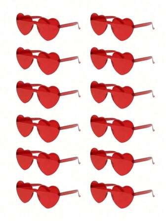 12/6/1 pieza Vaso de fiesta con forma de corazón rojo, Gafas sin marco con forma de corazón y borde de caramelo de colores del arcoíris, Accesorios de celebración de festivales, Gafas con forma de corazón conectadas para hombres y mujeres, Adecuadas como regalos para tomar fotos en el Día de la Madre, Ceremonia de graduación, Fiesta de San Valentín, Boda y Fiesta de San Valentín.