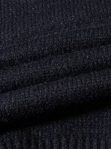 男女皆宜的休闲圆领长袖美国字母和国旗图案针织套头毛衣，适合秋冬季穿着。 - 黑色 - 查看 4