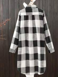 Buffalo Plaid High Low Hem Shirt Without Tee