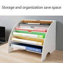 1 pieza Soporte de documentos con forma de abanico, organizador de archivos de escritorio multicapa, estantería de clasificación de archivos, estantería de almacenamiento de escritorio creativa - Una pieza - Ver 5