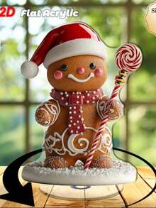 Klassische 2D flache Lebkuchenhaus Statue aus Acryl - Tischdekor Weihnachtsschild und Plakette, vielseitige Boho-Stil Tischdekoration, ideales Weihnachtsgeschenk, Text auf Englisch, ohne Strom