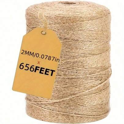 Heavy Duty Bamboo Straw Rope - Thick Twisted Rope, Suitable For DIY Handicrafts, Home Decoration, Gardening, Bundling, And Outdoor Use - Durable, Soft, And Wear-Resistant, With A Diameter Of 2 Millimeters And A Length Of 656 Feet, Suitable For Handicrafts, Decorative Ropes, Polypropylene Ropes, Thick Bamboo Straw Ropes, And Marker Ropes
