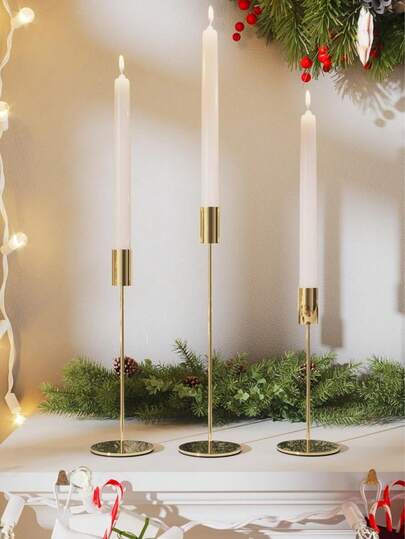 3/6pcs Elegant Metal Candle Holders - Minimalist Gold & Black Candle Holders, Suitable For Weddings, Parties, Home Decor, And Holiday Celebrations, Holiday Centerpiece Decor | Elegant Tableware | Metal Material, Candle Holders Decor