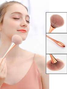 1pc Slim Waist Makeup Brush Set, Includes Powder Brush, Blush Brush, Nail Dust Brush, Multi-Purpose Makeup Brush, Large Powder Brush, Evenly Applies Cosmetics Without Clogging, Easy To Clean, Suitable For Women Highlighter Facial Makeup,Giveaways - Rose Gold - View 2