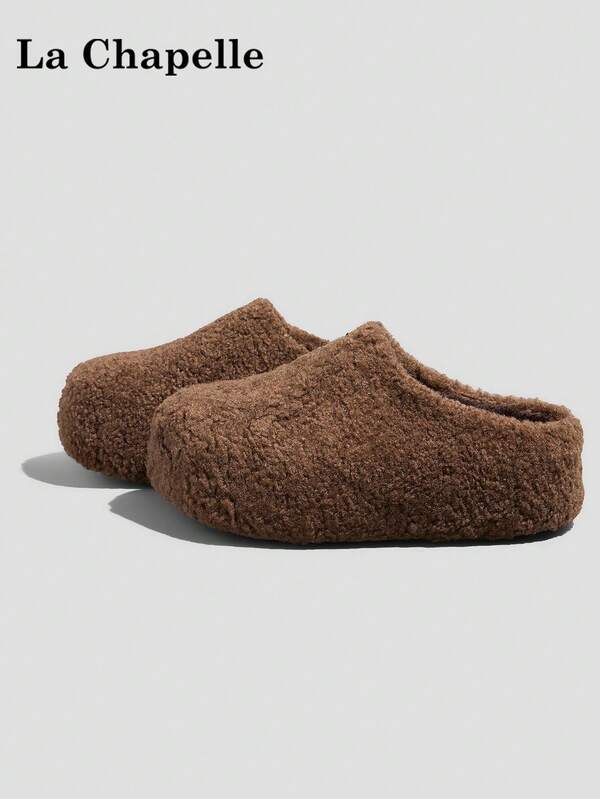 1 Pair La Chapelle Women's Casual Shoes, Soft Sole, Warm, Low-Top Sneakers, Flat Outdoor Commuter Shoes, Round Toe, Low Heel, Solid Color, Elegant Soft Sole, Suitable For Students, Graduation Photos, Flat Shoes, Low-Top Leather Warm Shoes