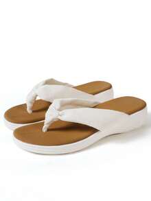 2 Peças Chinelos Clássicos e Minimalistas, Sandálias de Praia Versáteis e de Sola Macia - Branco - Visão 6