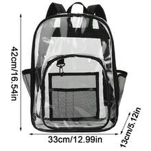 Large Heavy Duty Clear Backpack Waterproof See Through Plastic PVC For School - Black - View 2