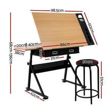 Artiss Drawing Desk Drafting Table - Maple - View 2