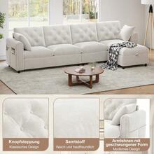 Sofas & Couches - Beige + Velvet + 4 Seat - 查看 8