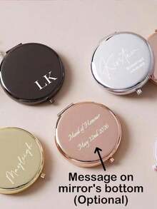 定制化妆镜，可镌刻文字，优雅不锈钢材质，个性化口袋化妆镜，伴娘礼物，生日鲜花化妆镜，女士口袋镜，伴娘感谢礼物，新娘结婚礼物，永恒的爱 - 彩色 - 查看 4