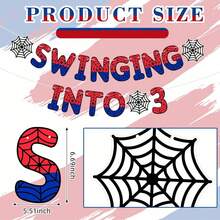 1Set,Spider Theme 3rd Birthday DIY String Banner, Swinging Into 3 Banner, Ghost Spider 3rd Birthday Decorations Party Supplies, Third Decor For 3 Year Old