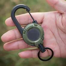 [Tactical Buckle] 2pcs/7pcs Multi-Function Tactical Buckle | Camping Elastic Anti-Lost Rope, Telescopic Keychain Clip, ID Card Clip, Backpack Buckle, Badge Clip, Heavy Duty Keychain - Army Green - View 6