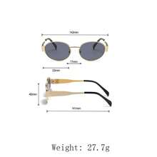 1/3 piezas Gafas de moda ovaladas y pequeñas para mujer, con montura de metal retro en color negro, con accesorios de viaje y playa - Multicolor - Ver 7