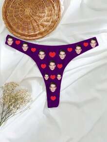 1 Stück personalisierte Gesichtsprint Tanga Unterwäsche, personalisierte Foto bedruckte Unterwäsche, personalisierte Gesichts-Slips, personalisierte Foto-Tanga, Damen personalisierte Tanga, Braut personalisierte Tanga, personalisiertes Hochzeitsgeschenk, Braut Unterwäsche, Jahrestags-Geschenk, Valentinstags-Geschenk, Geburtstags-Geschenk, Hochzeitsgeschenk - Violett - Übersicht 2