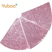 WSXC Pink Tree Skirt Decor 48 Inch Sequin Pink Christmas Tree Skirt Mat For Rose Gold Christmas Decorations - 粉色 - 查看 2